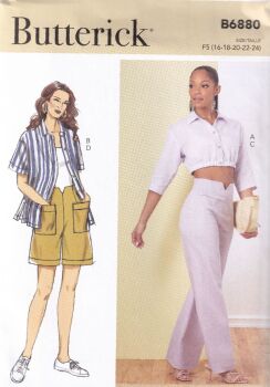 BUTTERICK B6880 SHIRTS, PANTS AND SHORTS SEWING PATTERN-SIZE F5 (16,18,20,22,24)