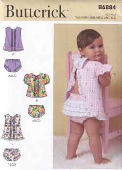 BUTTERICK B6884 INFANTS TOP AND PANTS SEWING PATTERN-SIZE YA5 (NB,S,M,L,XL)