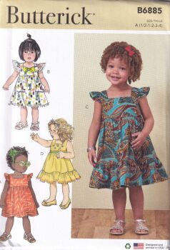 BUTTERICK B6885 TODDLER DRESS SEWING PATTERN- SIZE A (0.5,1,2,3,4)