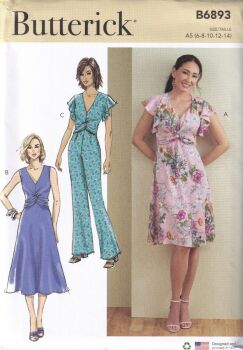 BUTTERICK B6893 DRESS AND JUMPSUIT SEWING PATTERN-SIZE A5 (6,8,10,12,14)