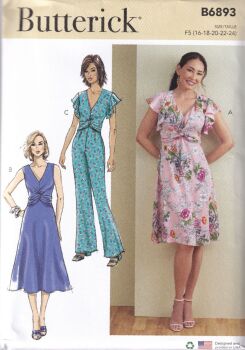 BUTTERICK B6893 DRESS AND JUMPSUIT SEWING PATTERN-SIZE F5 (16,18,20,22,24)
