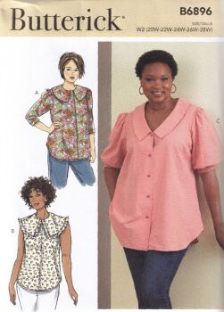 BUTTERICK B6896 TOPS SEWING PATTERN-SIZE W2 (20,22,24,26,28)