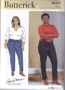 BUTTERICK B6912 JEANS SEWING PATTERN- SIZE W2 (20,22,24,26,28)