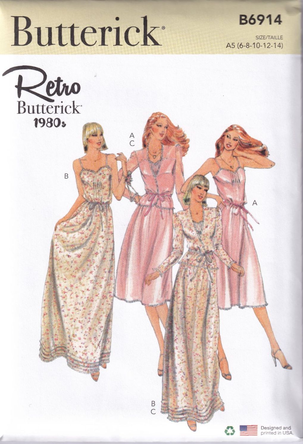 BUTTERICK B6914 RETROS 1980s DRESS AND JACKET SEWING PATTERN-SIZE A5(6,8,10