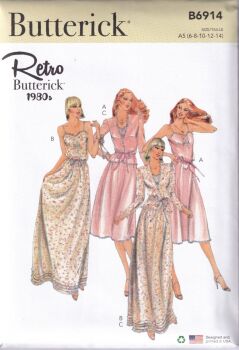 BUTTERICK B6914 RETROS 1980s DRESS AND JACKET SEWING PATTERN-SIZE A5(6,8,10,12,14)