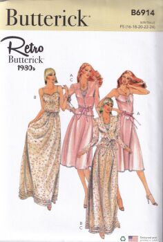 BUTTERICK B6914 RETROS 1980s DRESS AND JACKET SEWING PATTERN-SIZE F5(16,18,20,22,24)