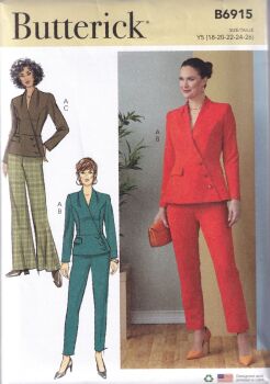 BUTTERICK B6915 JACKET AND PANTS SEWING PATTERN-SIZE Y5(18,20,22,24,26)