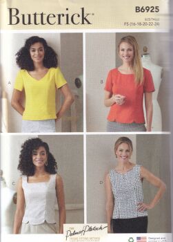 BUTTERICK B6925 TOPS SEWING PATTERN-SIZE F5 (16,18,20,22,24)