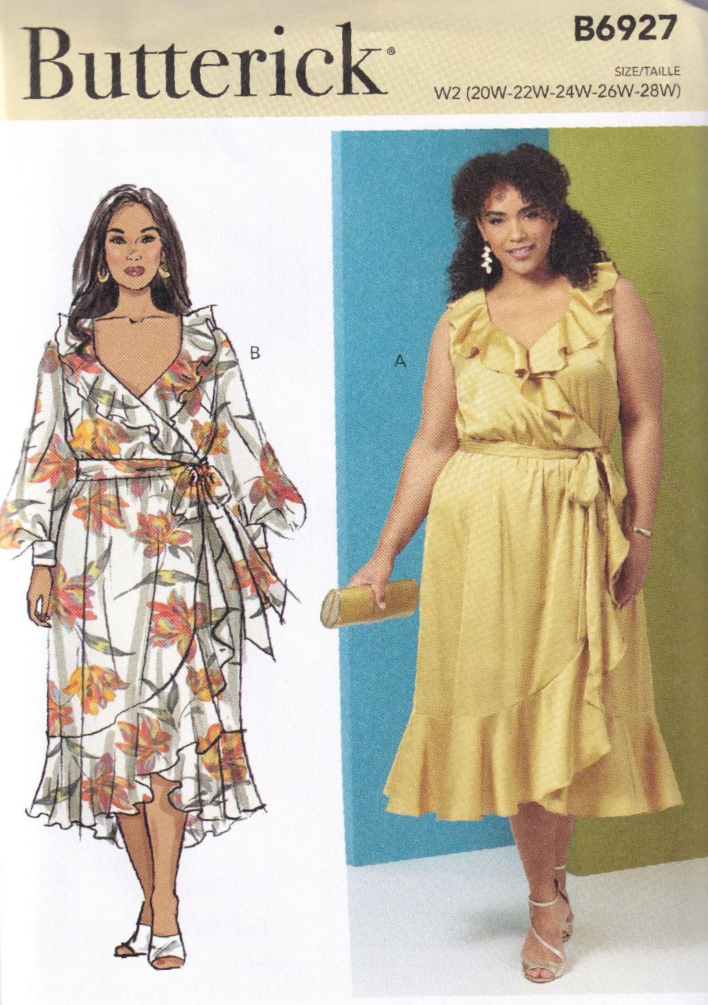 BUTTERICK B6927 DRESS SEWING PATTERN-SIZE W2 (20,22,24,26,28)