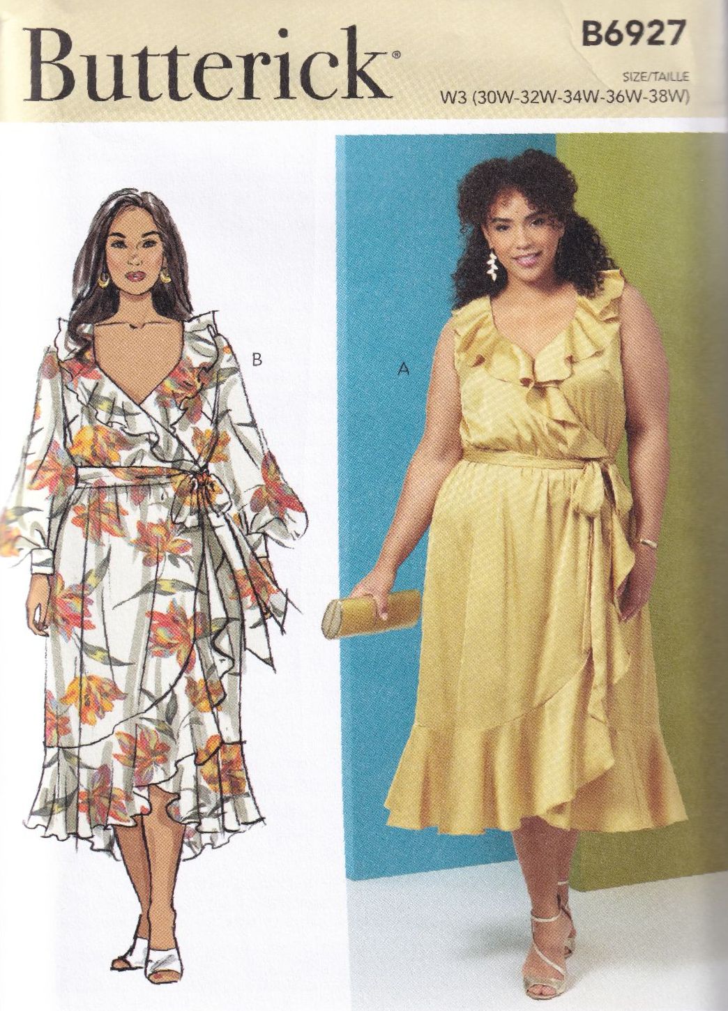 BUTTERICK B6927 DRESS SEWING PATTERN-SIZE W3 (30,32,34,36,38)