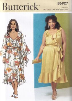 BUTTERICK B6927 DRESS SEWING PATTERN-SIZE W3 (30,32,34,36,38)