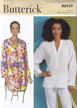 BUTTERICK B6929 TOP AND TUNIC SEWING PATTERN-SIZE B5 (8,10,12,14,16)