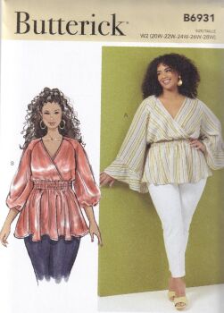 BUTTERICK B6931 TOP SEWING PATTERN-SIZE W2 (20,22,24,26,28)