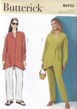 BUTTERICK B6932 TOP AND PANTS SEWING PATTERN- SIZE K5 (8,10,12,14,16)
