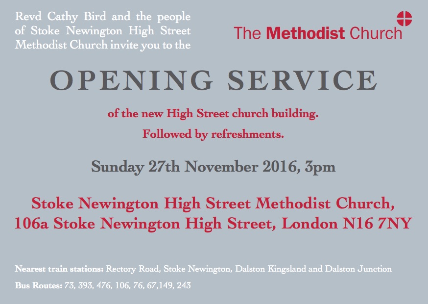 stoke newington high street methodist church opening service invite