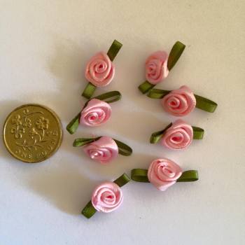 Pink Ribbon Roses -Small (pack of 10)