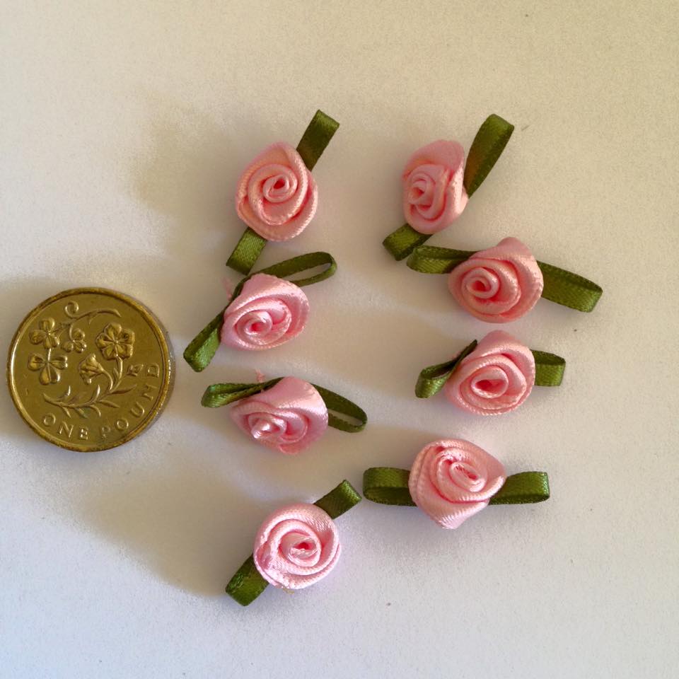 Pink Ribbon Roses -Small (pack of 8)