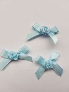 Blue Ribbon with Rose Centre (Pack of 6)
