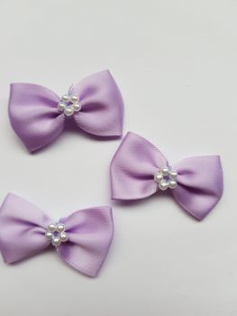Lilac Bow with Bead Centre (Pack of 5)