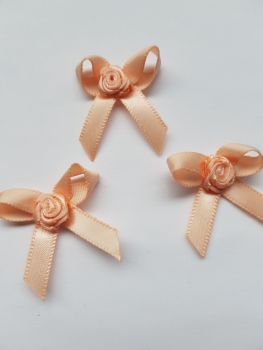 Peach Ribbon with Rose Centre (Pack of 6)  