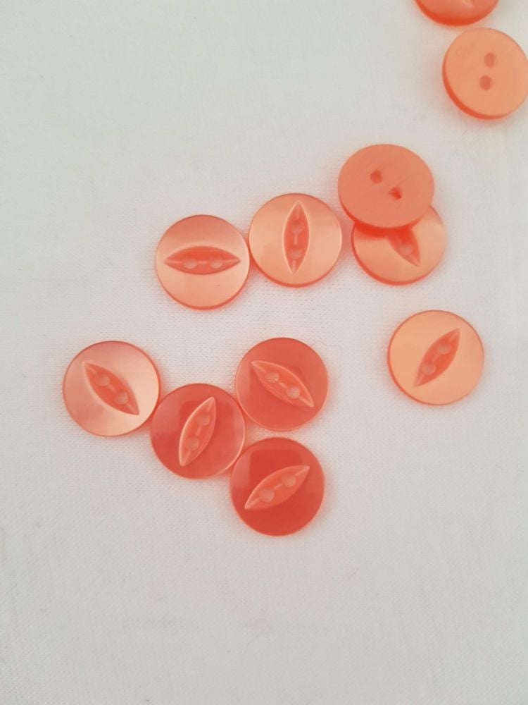 Peach Fisheye Button 14mm (Pack of 15)