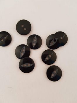 Black Fisheye Button 14mm (Pack of 12)
