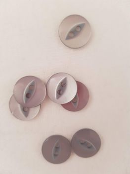 Grey  Fisheye Button 14mm (Pack of 12)