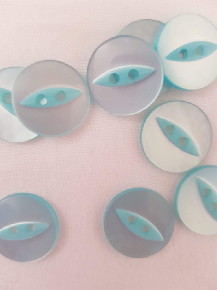Turquoise Fisheye Button 14mm (Pack of 15) 