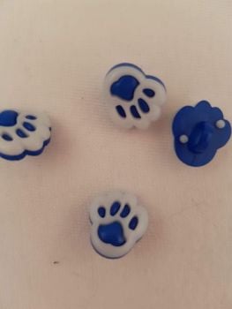 Royal Blue Paw Button 13mm (Pack of 10)