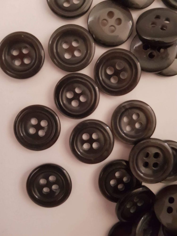 Dark Grey Button 14mm (each) 