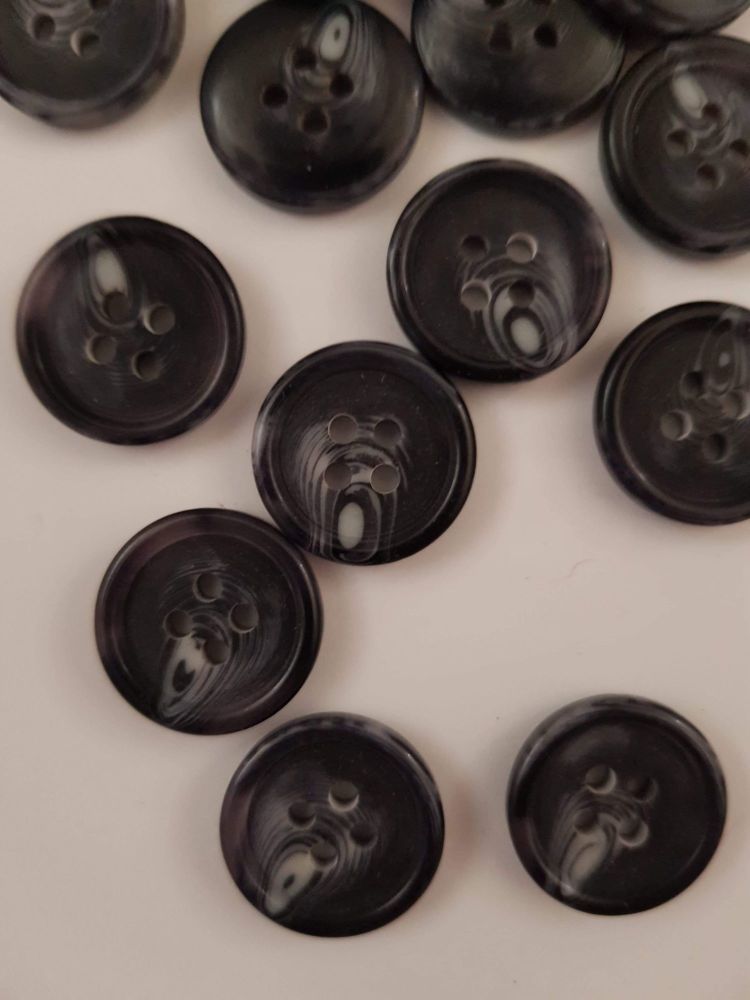 Black Marl Button 15mm (each) 