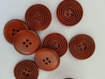 Brown Wooden Button 25mm (pack of 4)