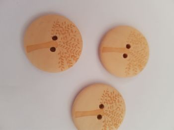 Tree Design Wooden Button 30mm (Pack of 3)