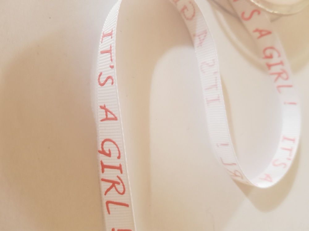 Its a Girl Grosgrain Ribbon 10mm (per metre)