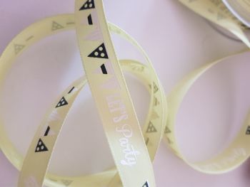Party - Green Let's Party Ribbon 15mm (2 metre pack)