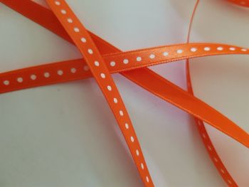 Orange with White Dot Ribbon 6mm (3 metre pack)