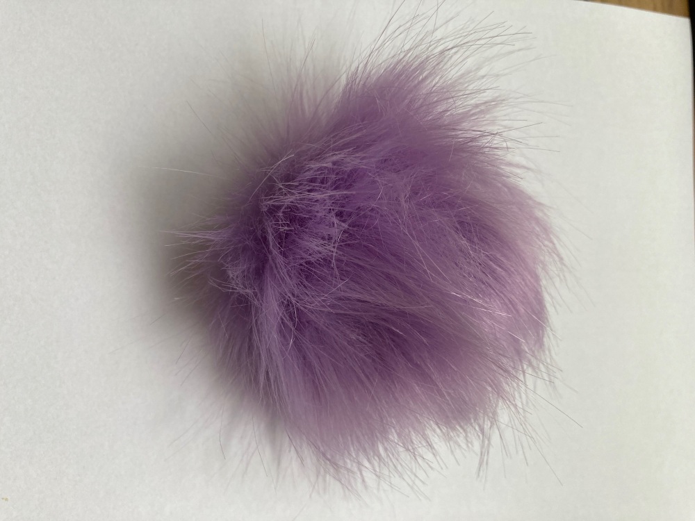 Lilac Fluffy Pom Pom - Suitable for Hats .Elastic  hoop to attach    (Each)