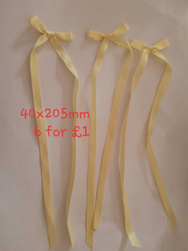 Yellow / Lemon (long) Bows 40x205mm (Pack of 6)