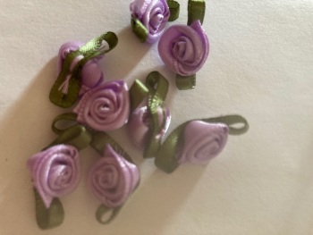 Lilac Ribbon Roses -Small (pack of 12)