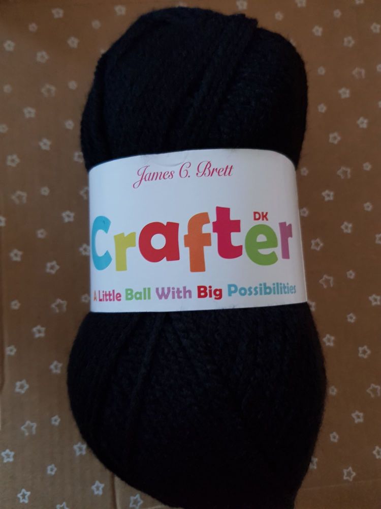 James C Brett Yarn / Wool Crafter DK 50g - Black CT14