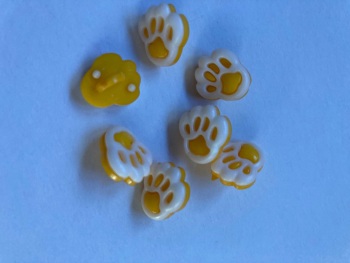Yellow  (Dark) Paw Button 20mm (Pack of 8)