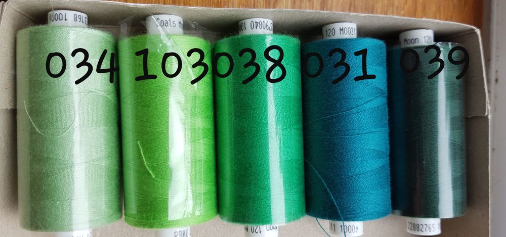 10 x Colours of your Choice Moon Thread 1000 yards each