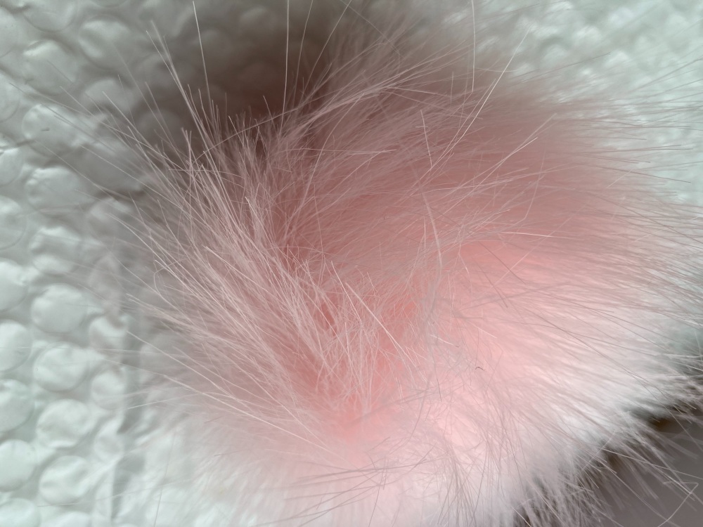 Pink (Pale) Fluffy Pom Pom - Suitable for Hats .Elastic  hoop to attach    