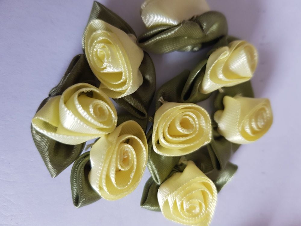 Ribbon Roses - Lemon (Pack of 8)