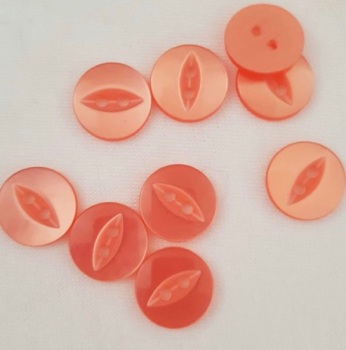 Peach Fisheye Button 11mm (Pack of 15)