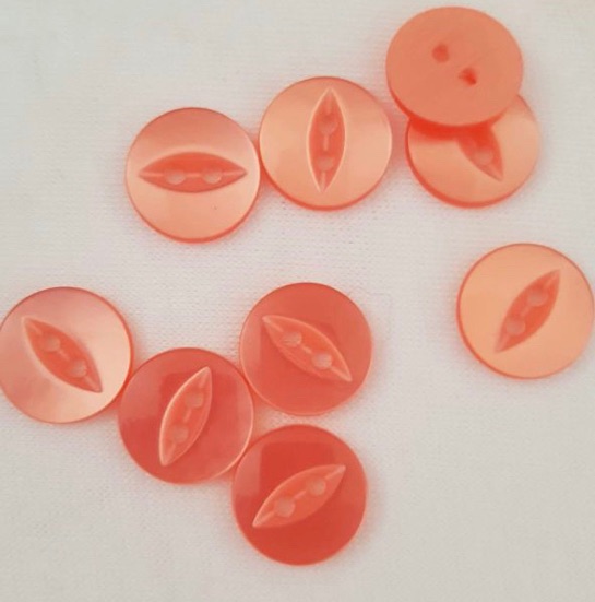 Peach Fisheye Button 11mm (Pack of 18) 