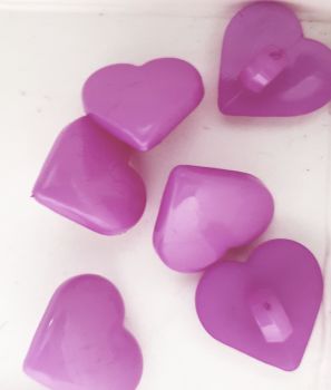 Lilac Heart Button 13mm (Pack of 15)