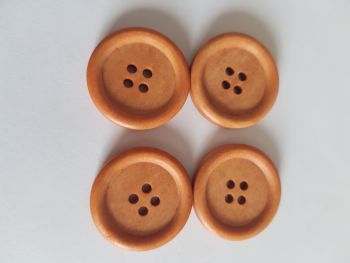 Wooden Button 25mm (Pack of 4) Light