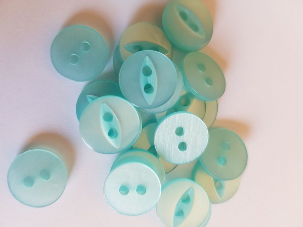 Turquoise Fisheye Button 11mm (Pack of 18) 