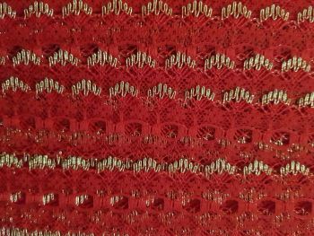 Eyelet Lace - Red with Gold - 2 metres